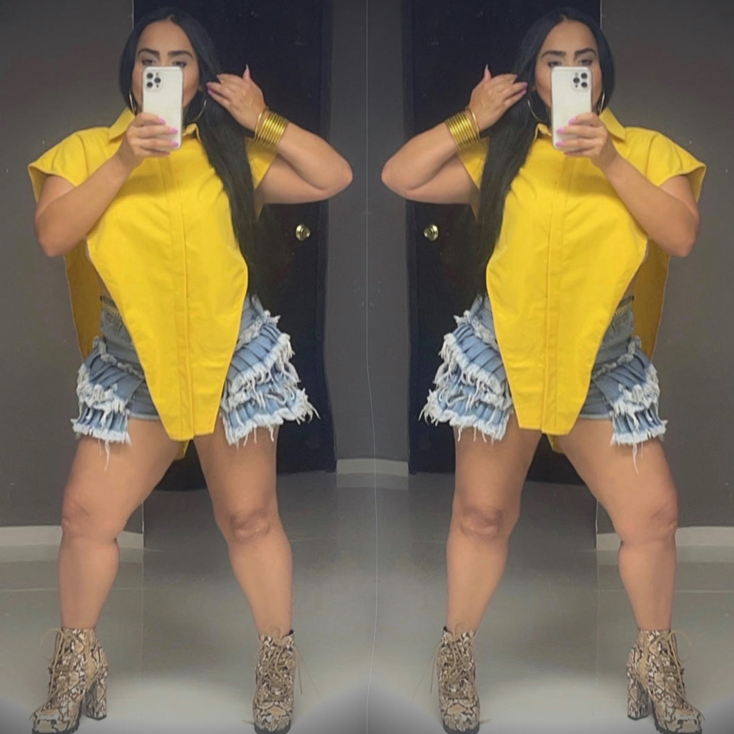 Blusa Sexy Sleveeless Yellow